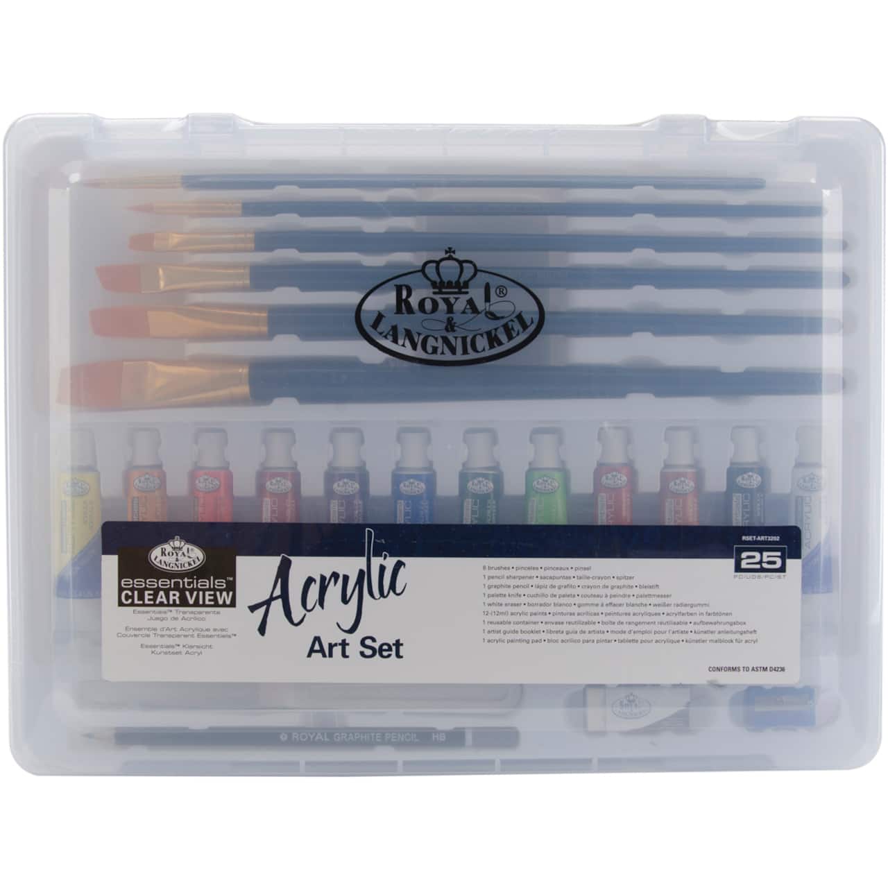 Royal &#x26; Langnickel&#xAE; Essentials&#x2122; Clear View 25 Piece Acrylic Paint Art Set